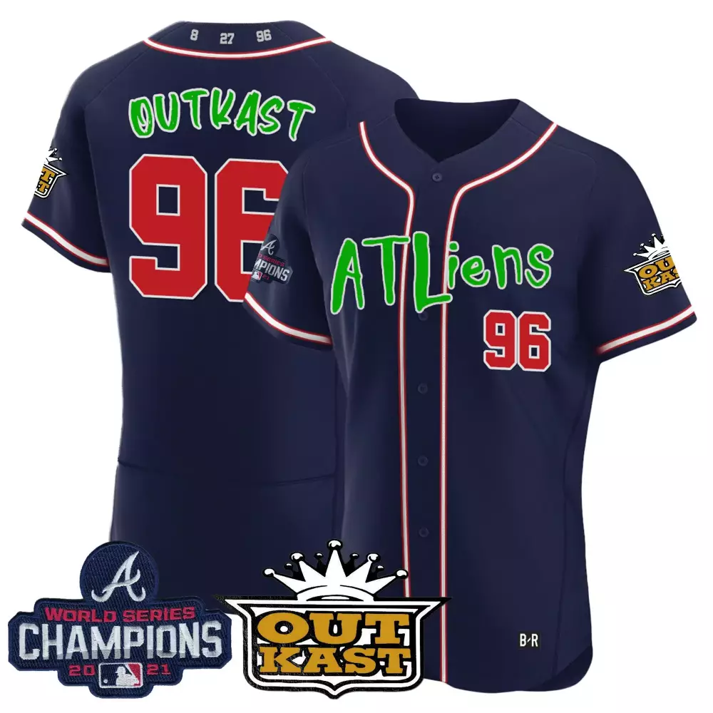 Outkast Atliens 96 Atlanta Braves Jersey Navy World Series Champions 2021 Men Red