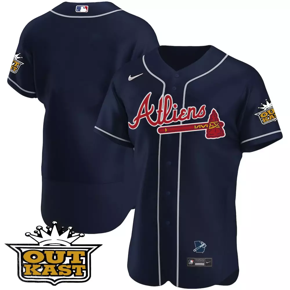 Max Fried 54 Atlanta Braves Jersey Navy Blue Outkast Georgia State Outline Men Red