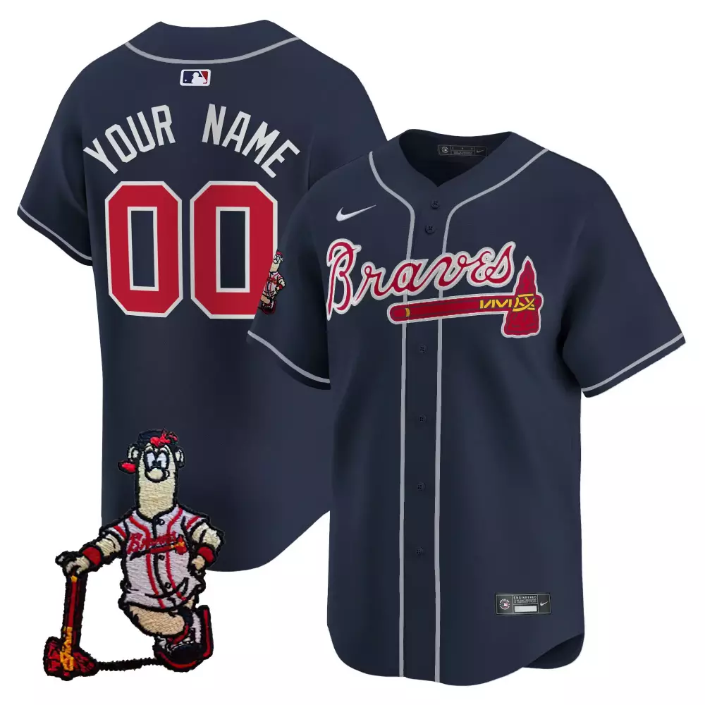 Custom Braves Jersey Navy Screeching Owl Men Red White Vapor Premier Limited All