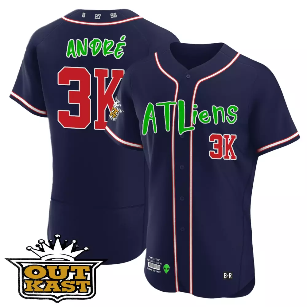 Andre 3 Atl Jersey Navy Atliens Outkast Men Red White Green All Stitched