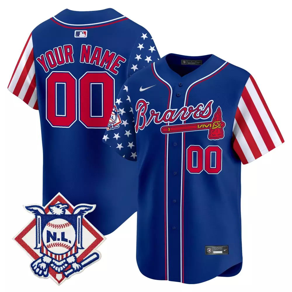 Custom Braves Jersey Blue Nl Men Split Design Red White Vapor Premier Limited v2