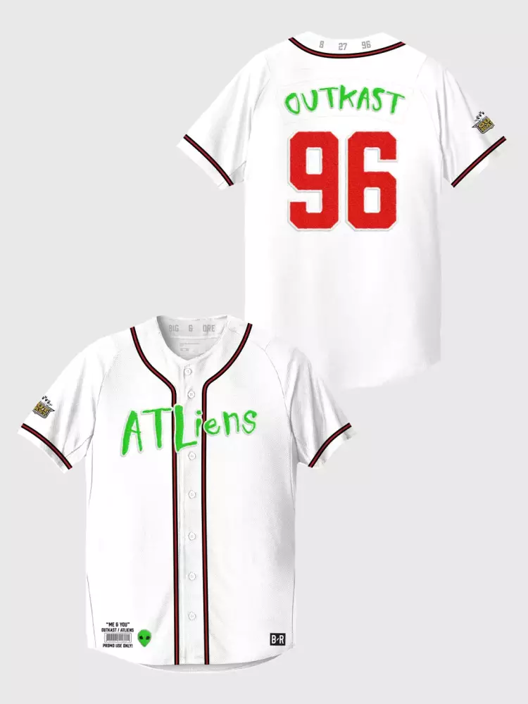 Outkast 96 Atl Jersey White Atliens Big Dre B-r Red Green All Stitched Vapor
