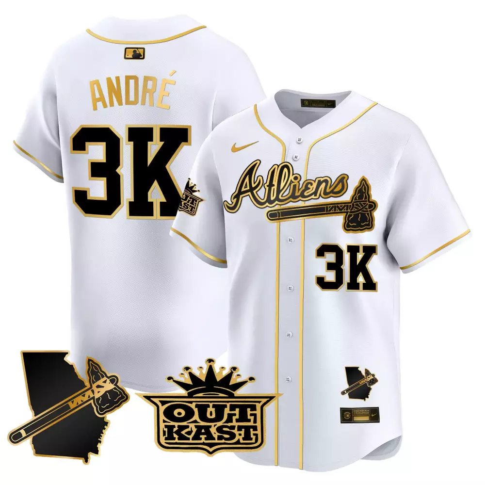 Andre Atliens 3 Atlanta Braves Jersey White Outkast Engineered 2023 Men Alternate