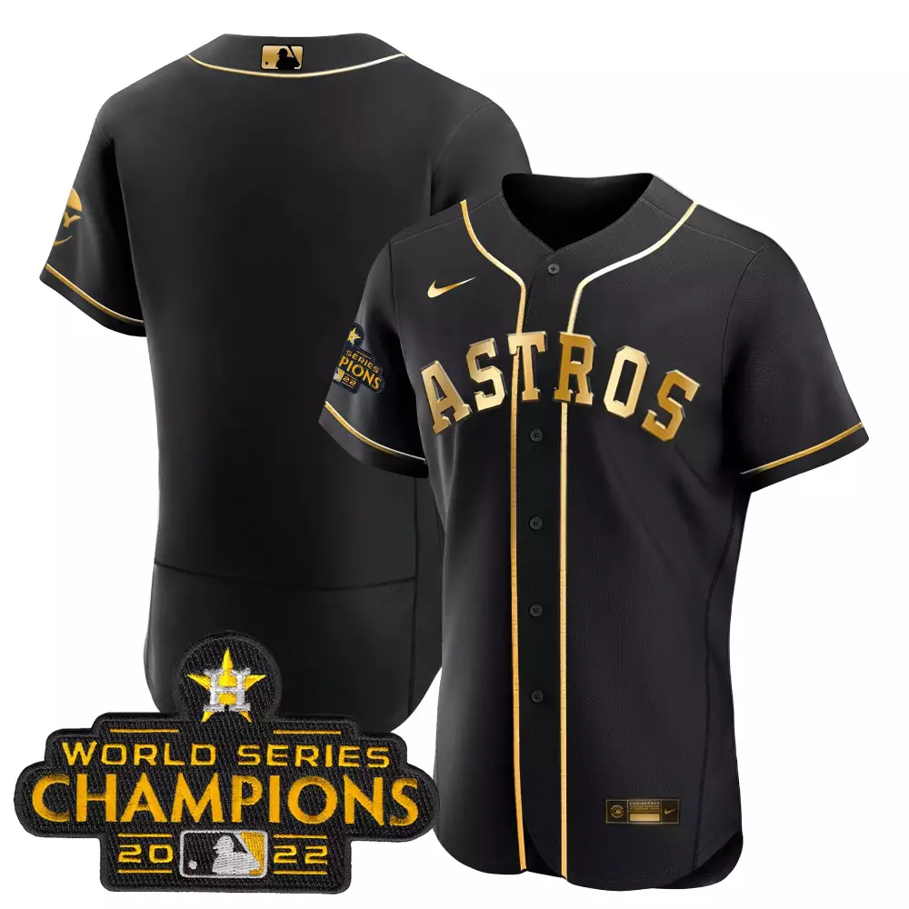 Jose Abreu Houston Astros Jersey Black 2022 World Series Champions Men Gold Stitched