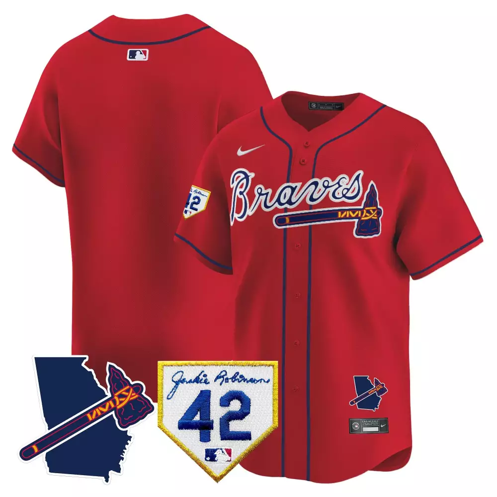 Robinson 42 Atlanta Braves Jersey Red Jackie Day Georgia Outline Tomahawk Men Blue