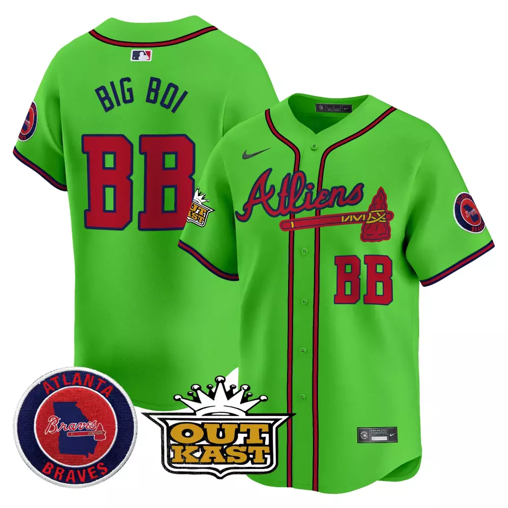 Big Boi 88 Atlanta Braves Jersey Lime Green Outkast Collaboration Off-white 2023