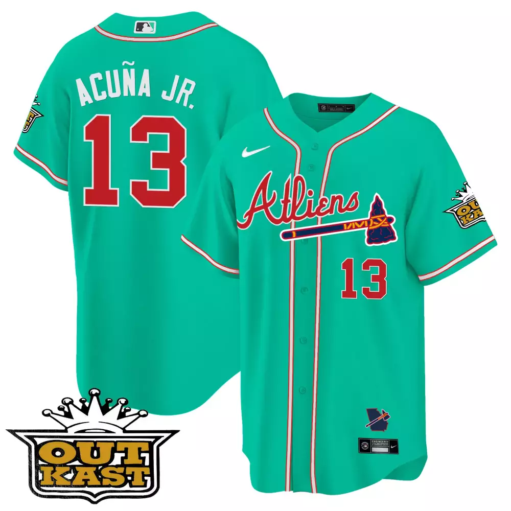 Acua Jr. 13 Atlanta Braves Jersey Teal Outkast X Men Alternate Red White Navy All