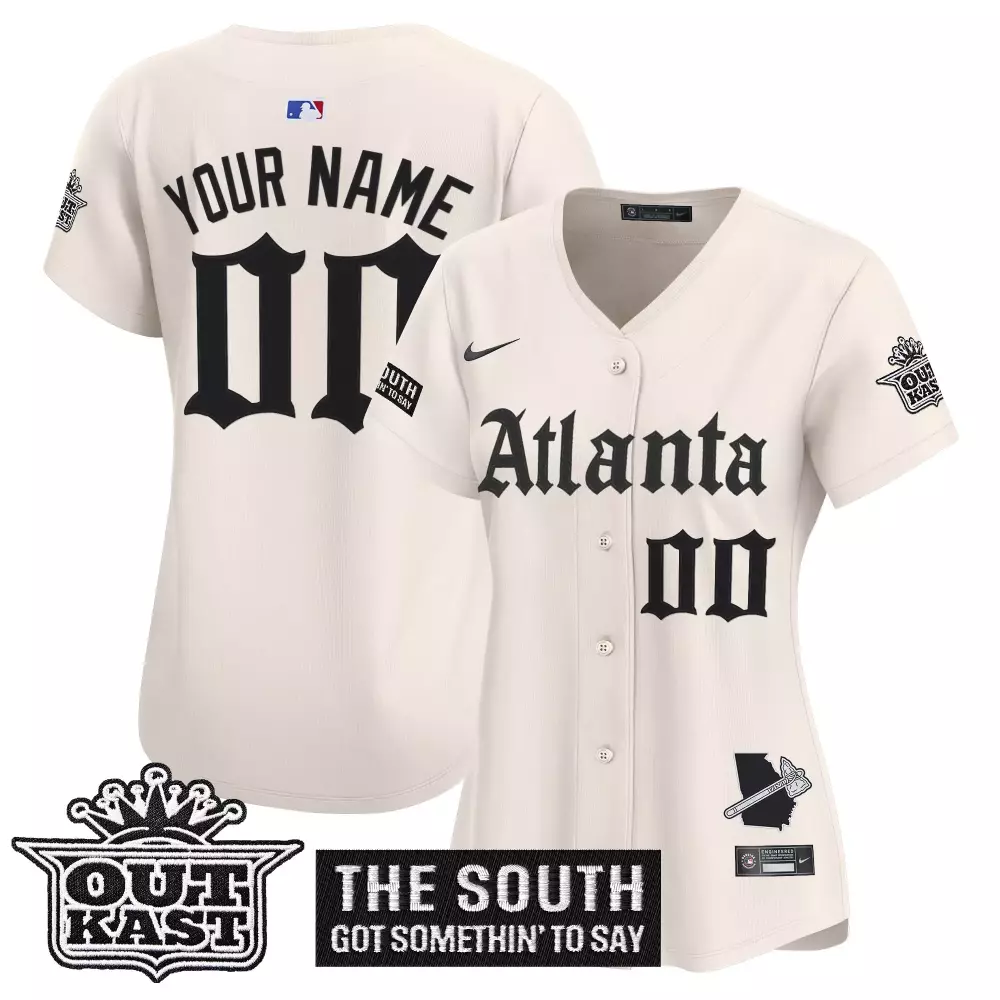 Custom Atlanta Jersey Cream Outkast Georgia Outline Tomahawk Black