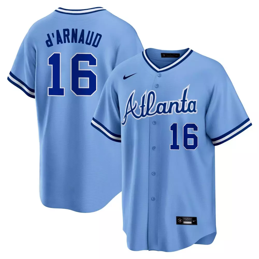 D Arnaud 16 Atlanta Jersey Light Blue Men White Stitched
