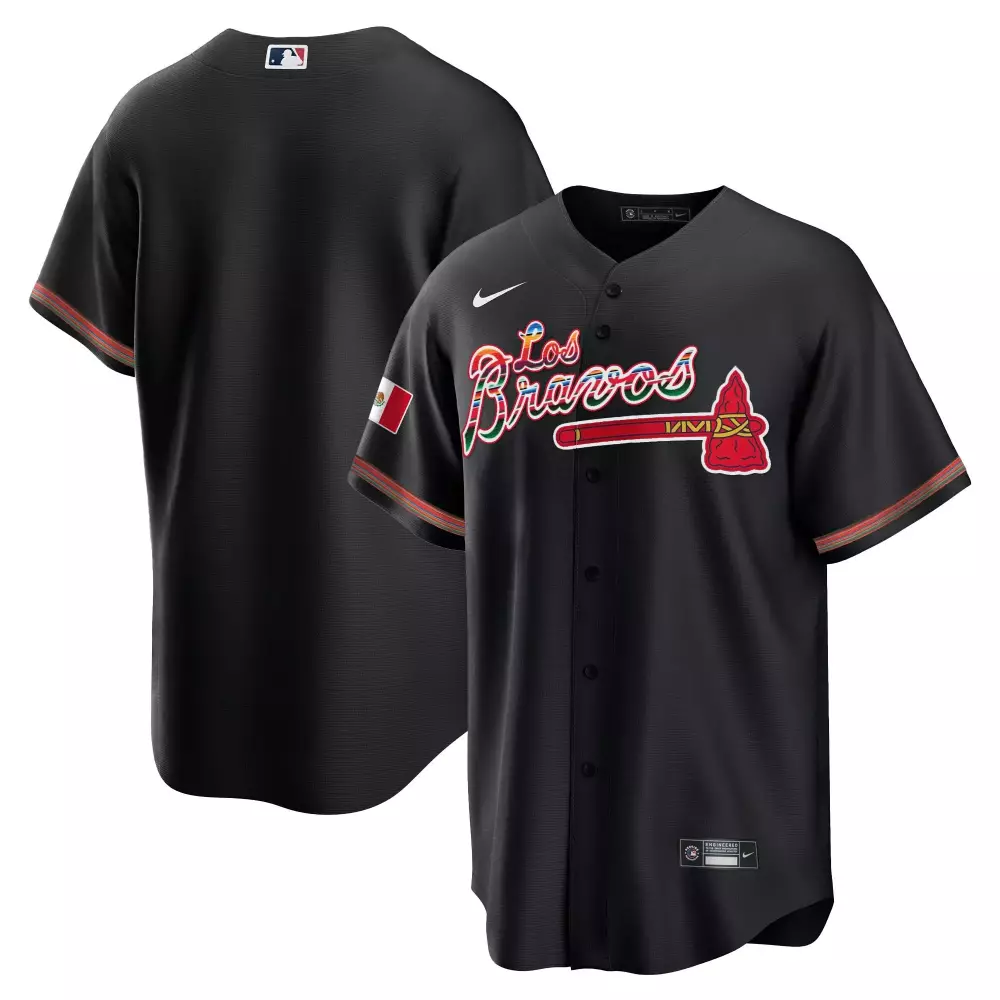 Custom Los Bravos Jersey Black City Connect Mexico Flag 2023 Red Green White Gold