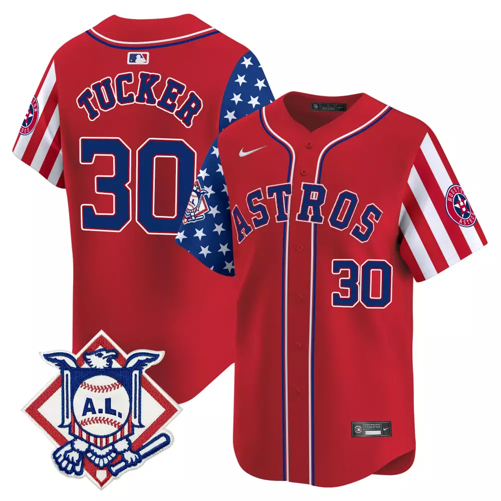 Tucker Fourth 30 Astros Jersey Red City Connect Al Men Alternate Split Design Blue