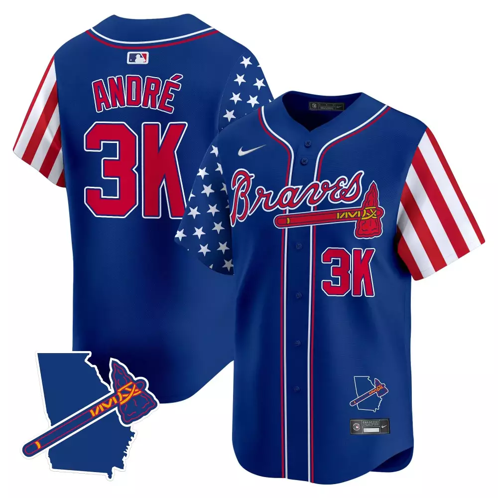 Andr Independence 3 Braves Jersey Blue City Connect Georgia Outline Tomahawk Men