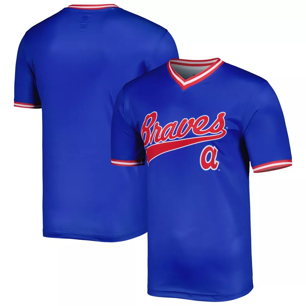 Custom Braves Jersey Blue Red White Cooperstown Collection