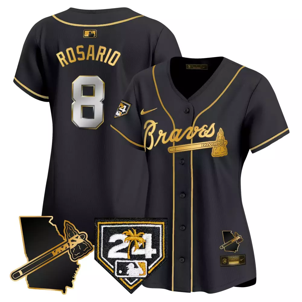 Eddie Rosario 8 Braves Jersey Black City Connect Georgia Outline Tomahawk Men Gold