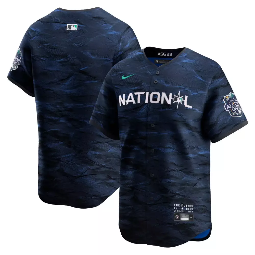 National League Jersey Navy All-star Game 2023 Men Custom Design White Green Cool
