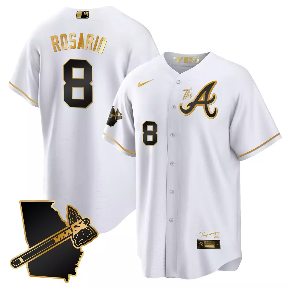 Eddie Rosario 8 Atlanta Braves Jersey White City Connect State Georgia Tomahawk Men