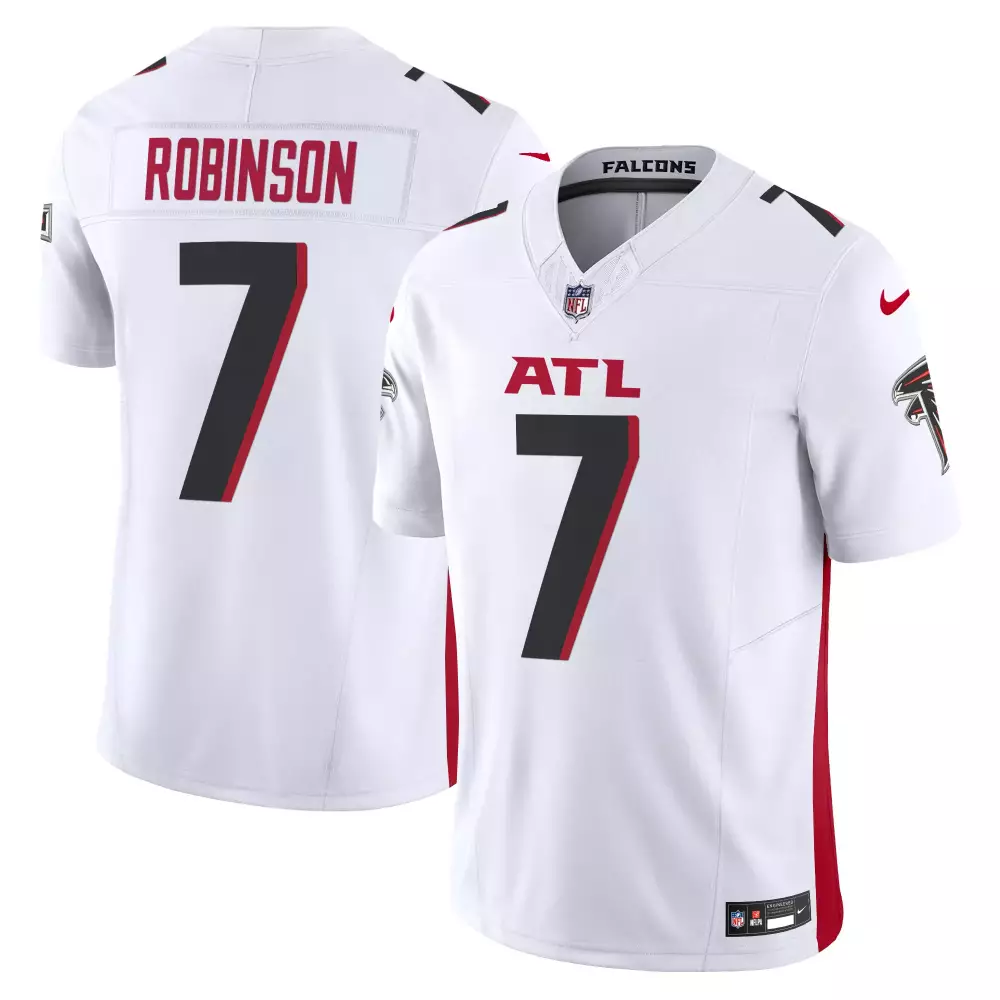 Bijan Robinson 7 Atlanta Falcons Jersey White Men Replica Red Black Vapor Limited