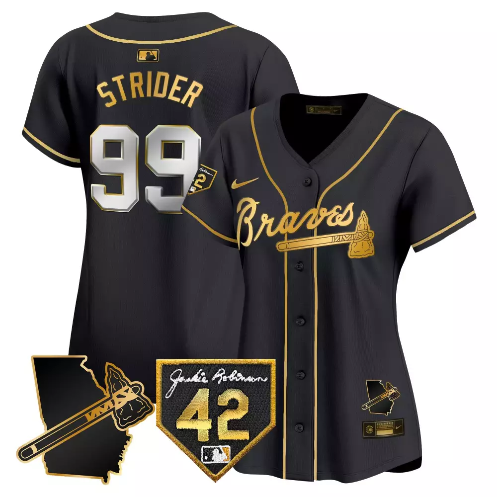 Spencer Strider 99 Braves Jersey Black Null Jackie Robinson 42 Georgia Outline Tomahawk