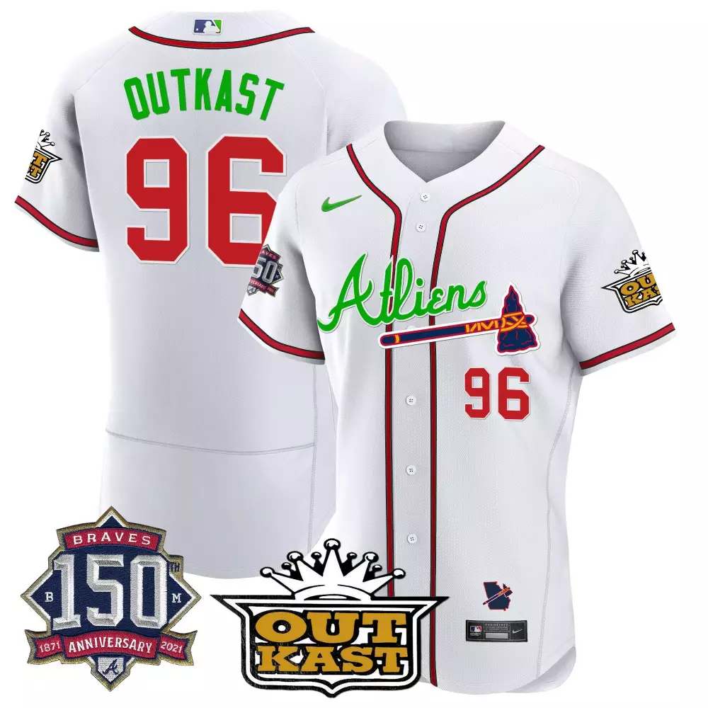 Outkast Atliens 96 Braves Jersey White 150th Anniversary 1871 2021 Old Hickory Men