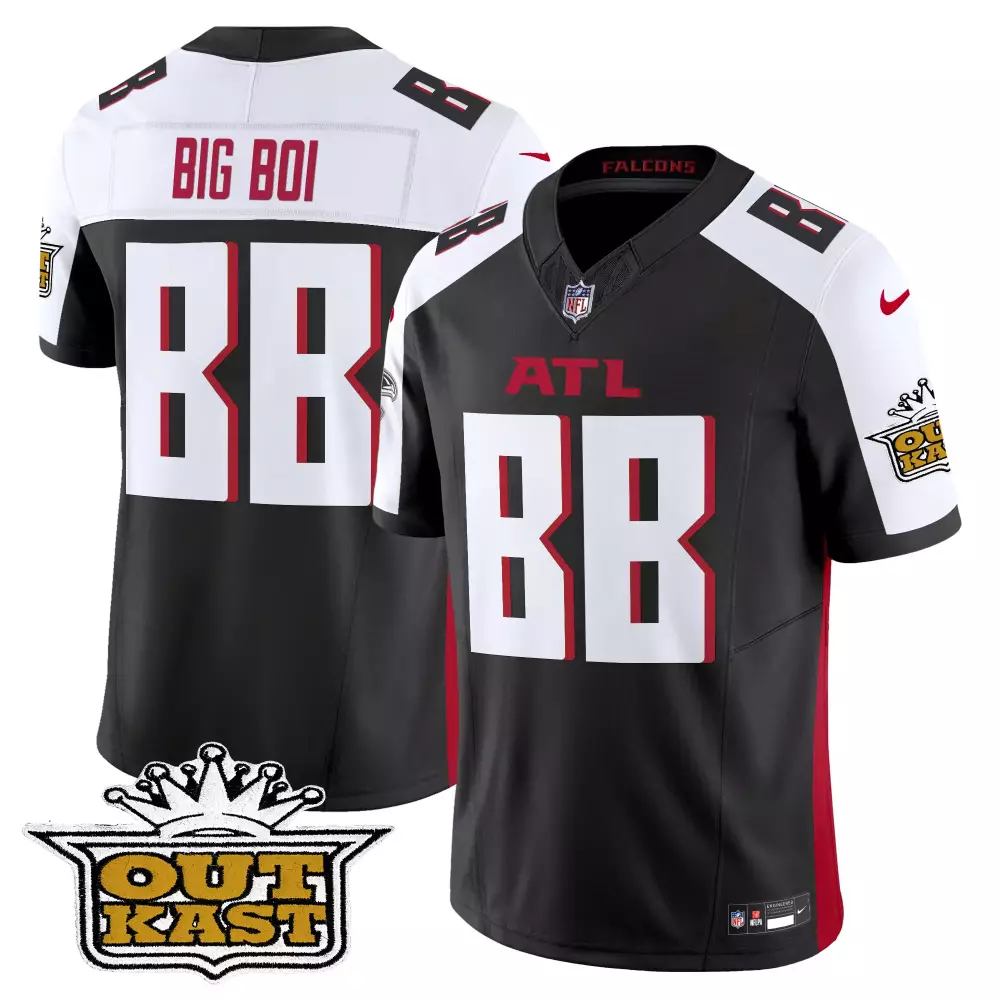 Big Boi 88 Atlanta Falcons Jersey Black Outkast Old Head Men White Red Alternate