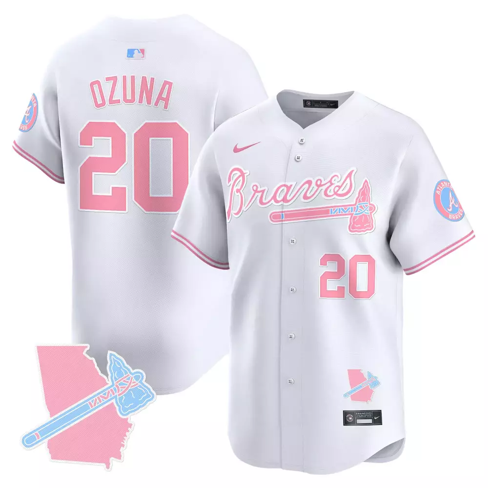 Marcell Ozuna 20 Atlanta Braves Jersey White City Connect Georgia State Shape Tomahawk