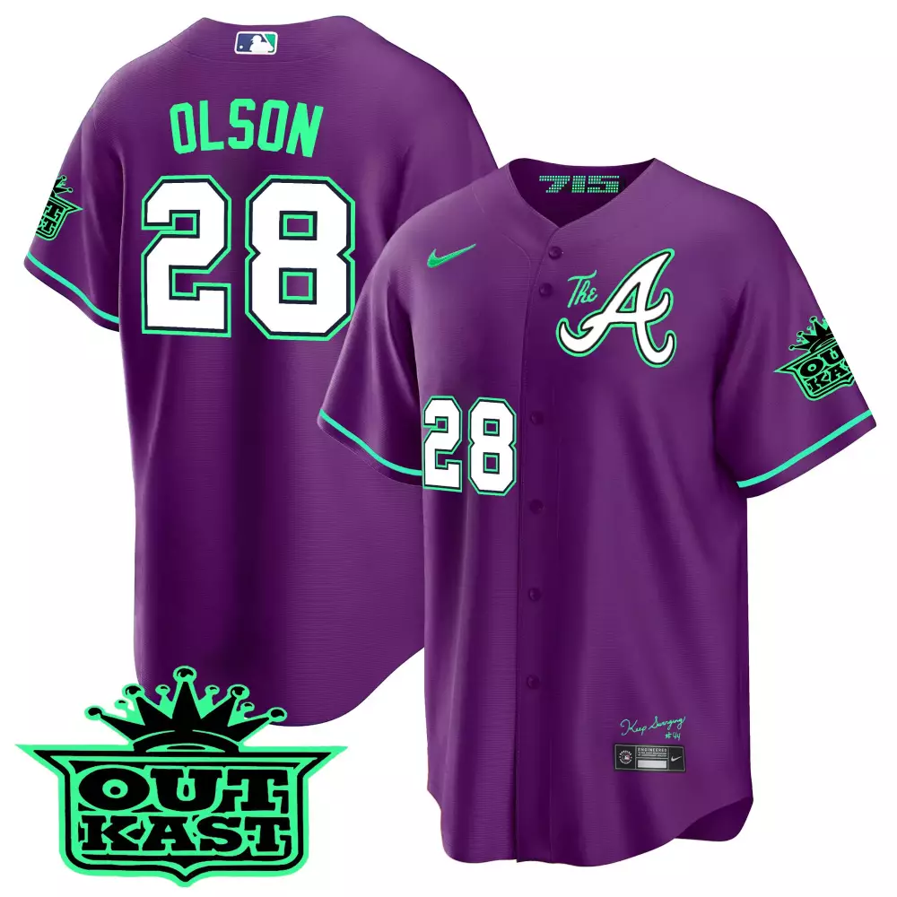 Olson Outkast 28 Jersey Purple Keep Swinging 2023 Men Alternate Split Design Green