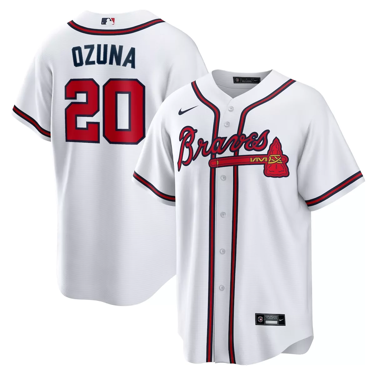 Marcell Ozuna 20 Braves Jersey White Men Red Navy Home