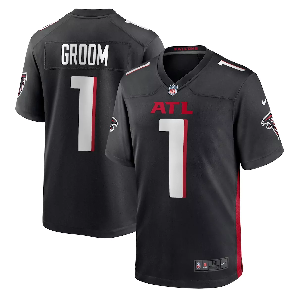 Groom 1 Falcons Jersey Black Red White Game