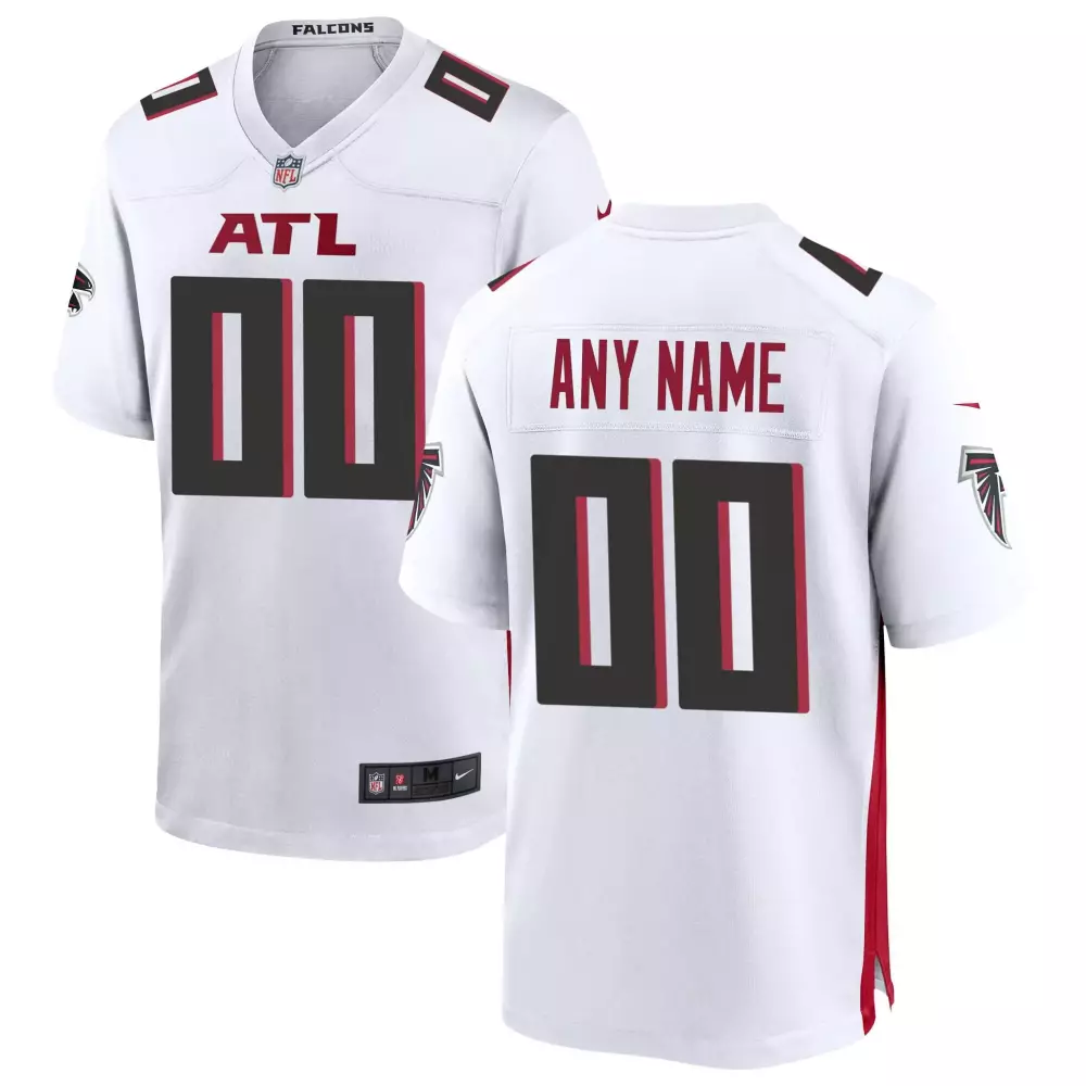 Falcons Jersey White Men Replica Red Game Custom All Stitched