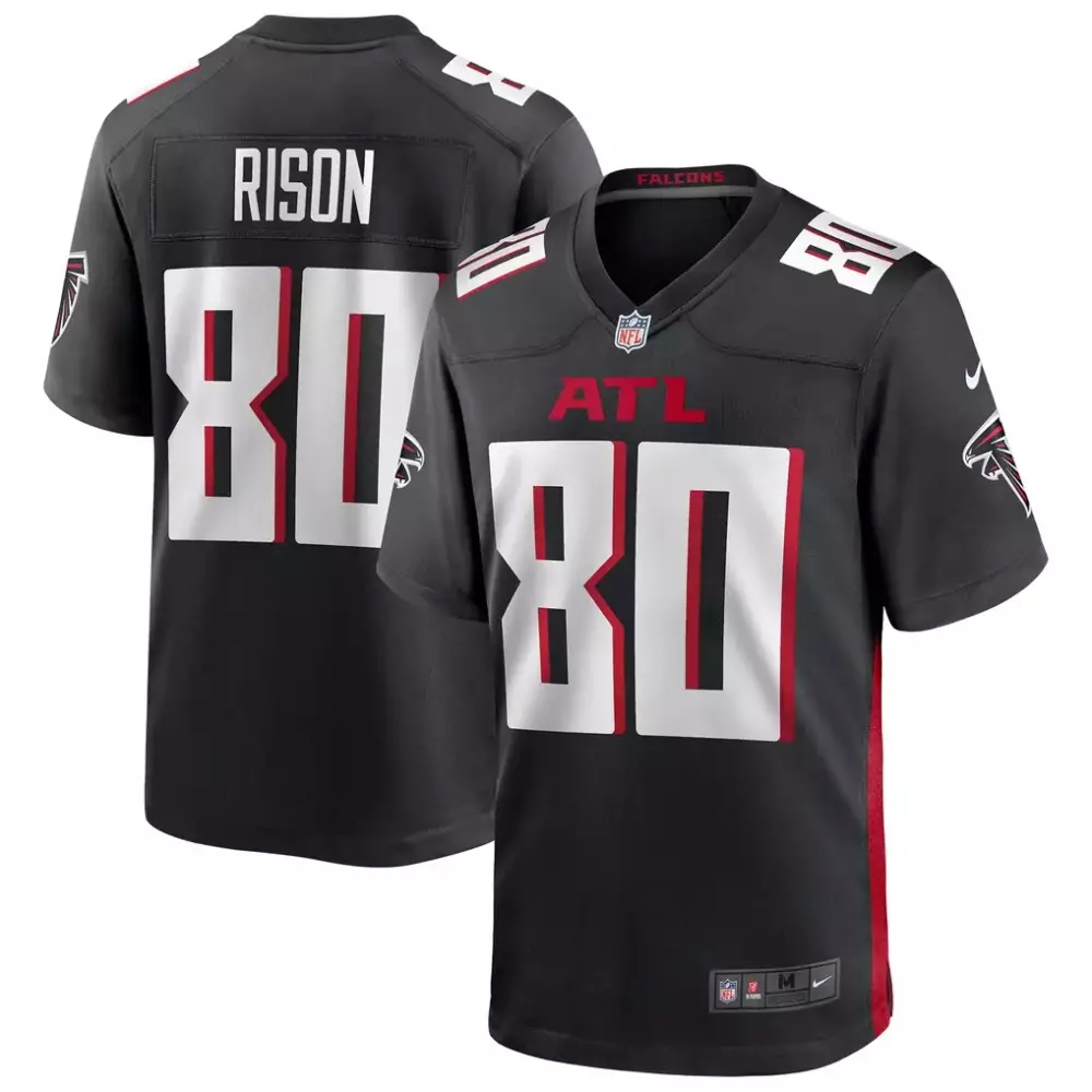 Andre Rison 80 Falcons Jersey Black Men NFL White Red Game Retired