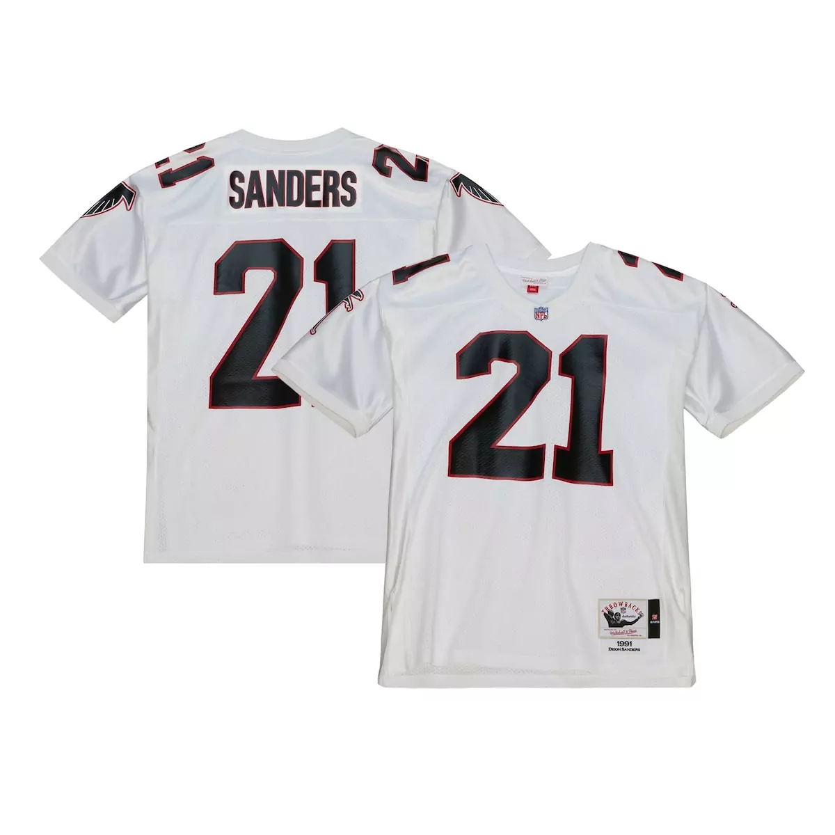 Deion Sanders 21 Atlanta Falcons Jersey White 1991 Throwback Mitchell Ness Men Design