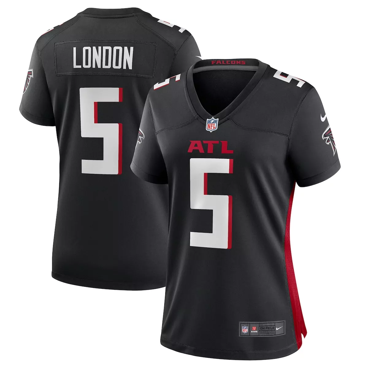 Drake London 5 Falcons Jersey Black Men Official Red White Game