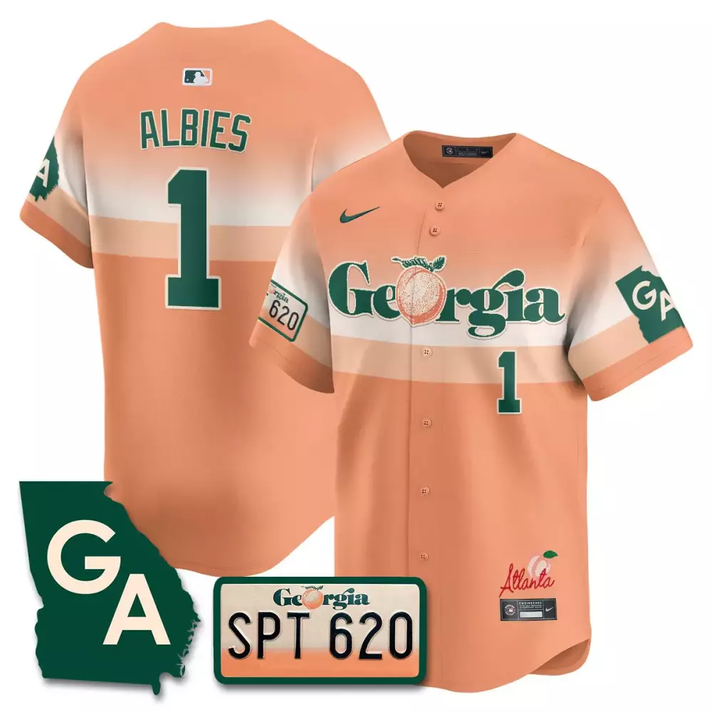 Albies 1 Atlanta Braves Jersey Peach City Connect 2023 Men Split Custom Design White