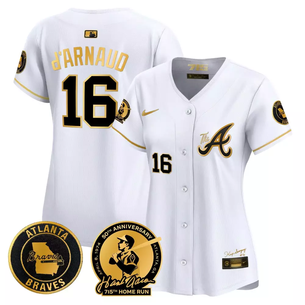 D'arnaud 16 Atlanta Braves Jersey White Hank Aaron 715th Home Run 50th Anniversary