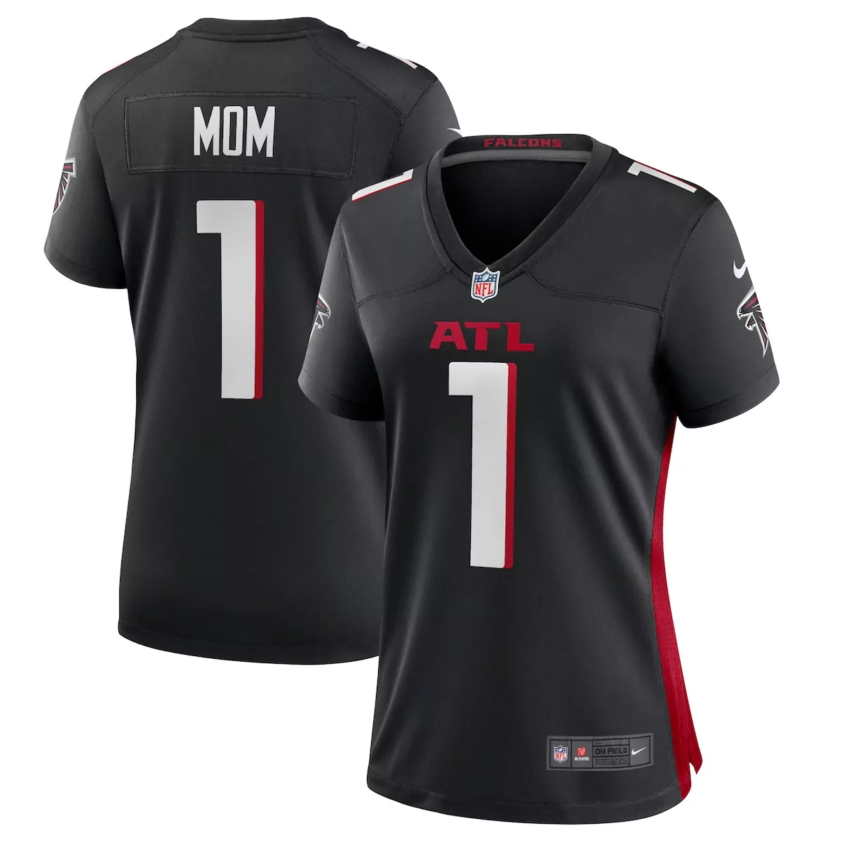 Mom 1 Atlanta Falcons Jersey Black Women Official Red White Game