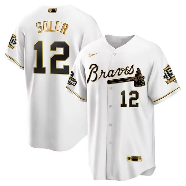 Jorge Soler 12 Braves Jersey White World Series Champions 2021 Men Black Gold Cool