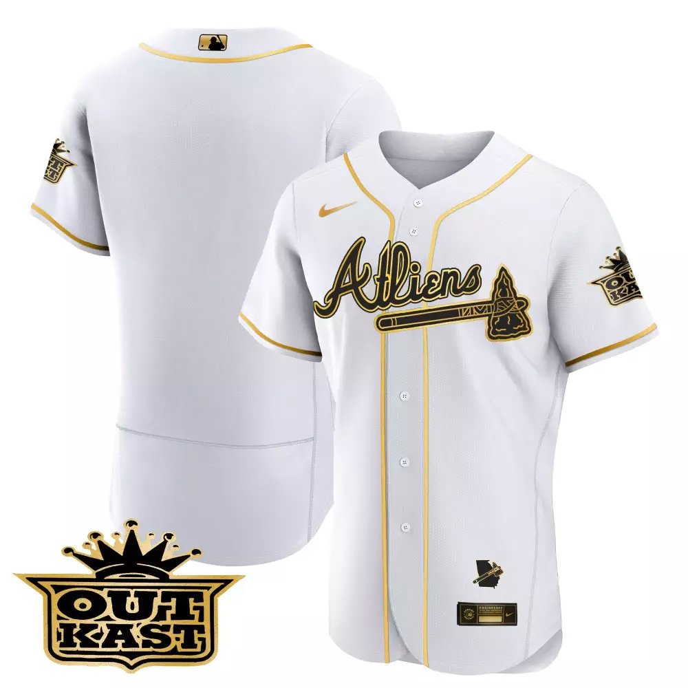 Atliens Atlanta Braves Jersey White Outkast Georgia State 2023 Men Alternate Gold