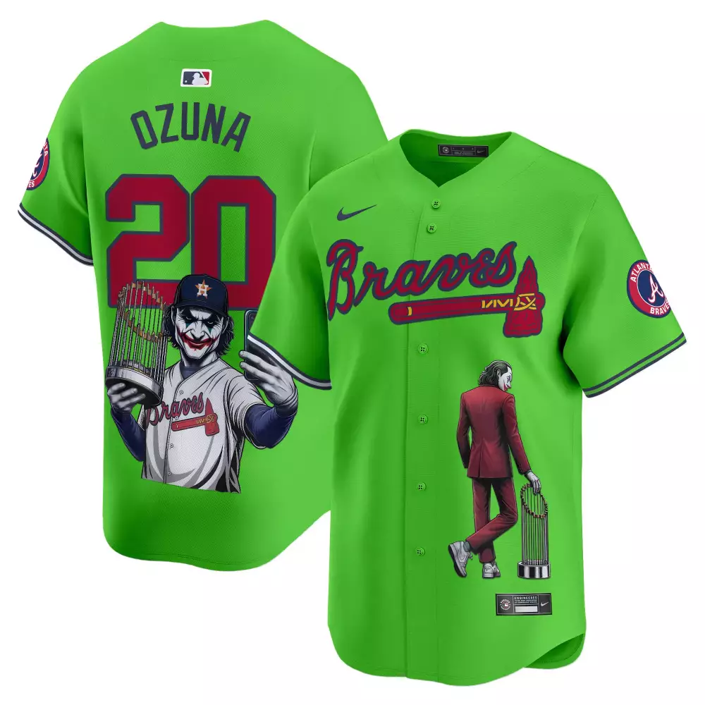 Marcell Ozuna 20 Atlanta Braves Jersey Lime Green Joker Engineered Sport Men Custom Design