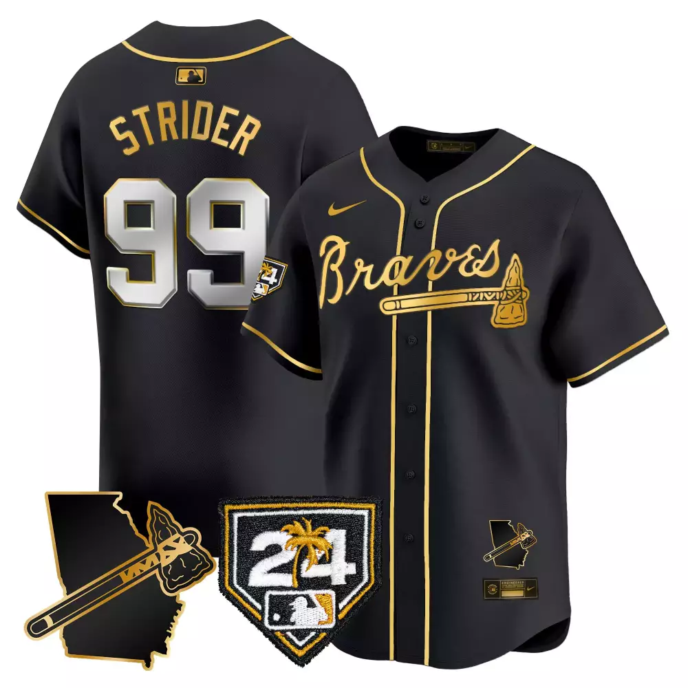 Spencer Strider 99 Braves Jersey Black City Connect Georgia Baseball Bat Tomahawk