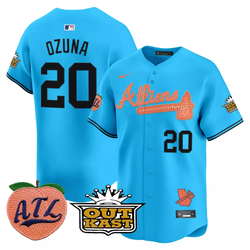 Ozuna Outkast 20 Atlanta Braves Jersey Sky Blue Collaboration Atl Peach 2024 Men