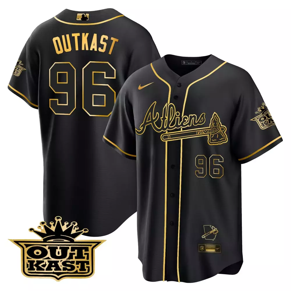 Outkast Atliens 96 Atlanta Braves Jersey Black X Engineered Georgia Outline Tomahawk 2023