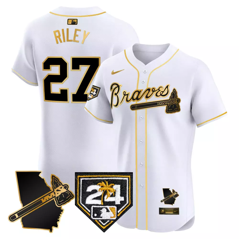 Riley Training 27 Braves Jersey White City Connect Georgia State Outline Tomahawk