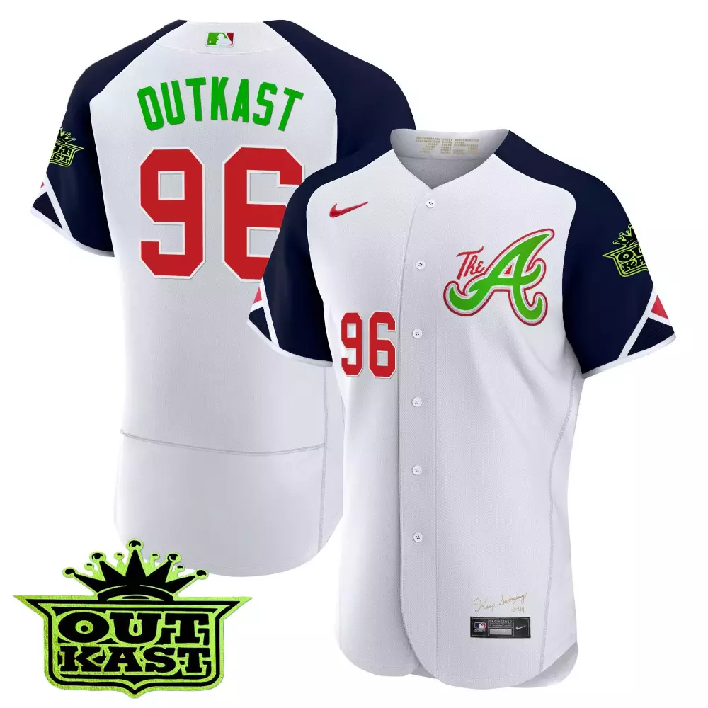 Outkast Atliens 96 Atlanta Braves Jersey White All-star Game Men Split Design Navy Blue
