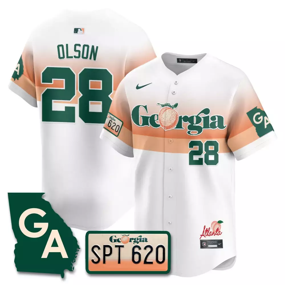 Olson 28 Georgia Jersey White Atlanta Braves City Connect Men Split Design Green
