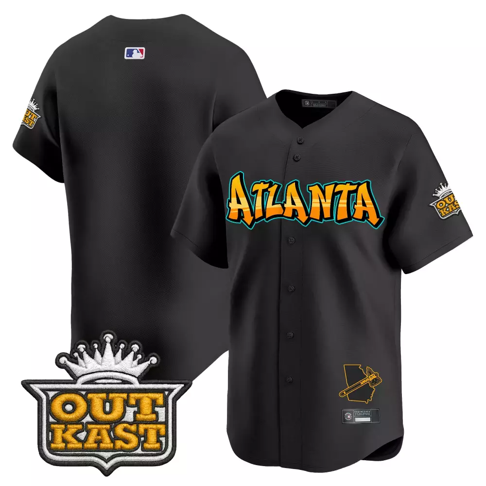 Out Kast Atlanta Braves Jersey Black Outkast 2024 Men Orange Yellow Teal Vapor Stitched