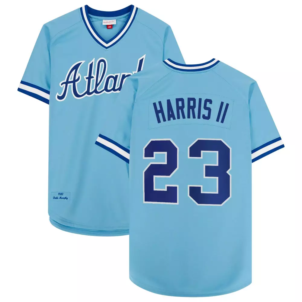 Dale Murphy 23 Atlanta Braves Jersey Light Blue 1982 Men White Navy Stitched