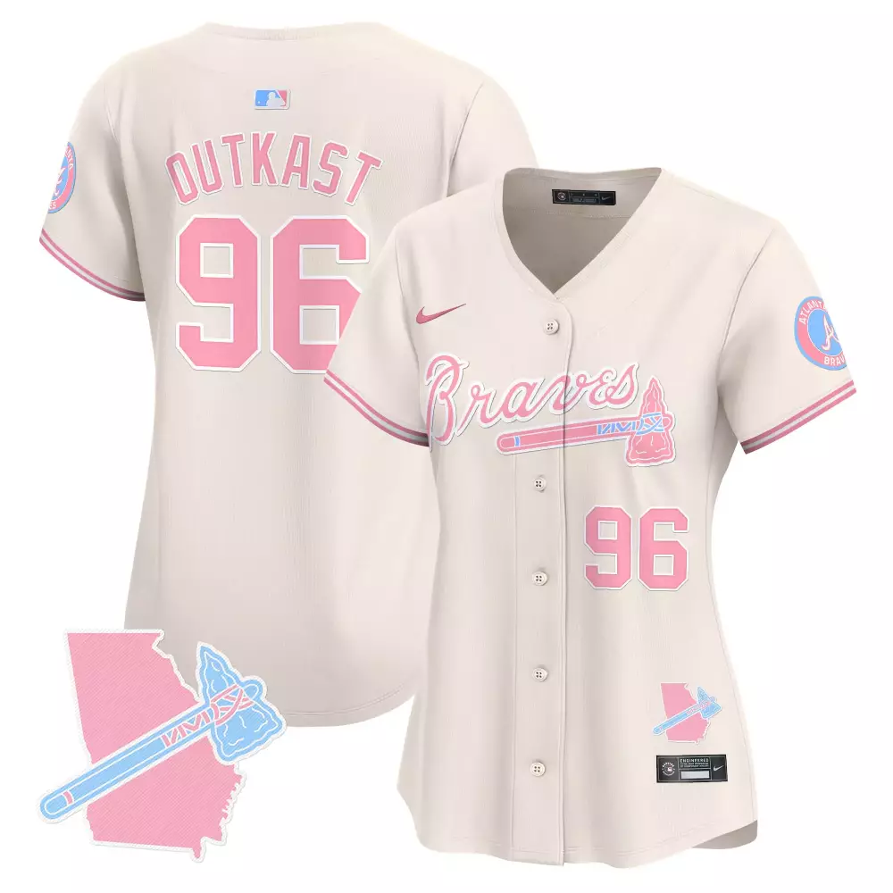 Outkast 96 Atlanta Braves Jersey Cream City Connect Women Alternate Pink Light Blue