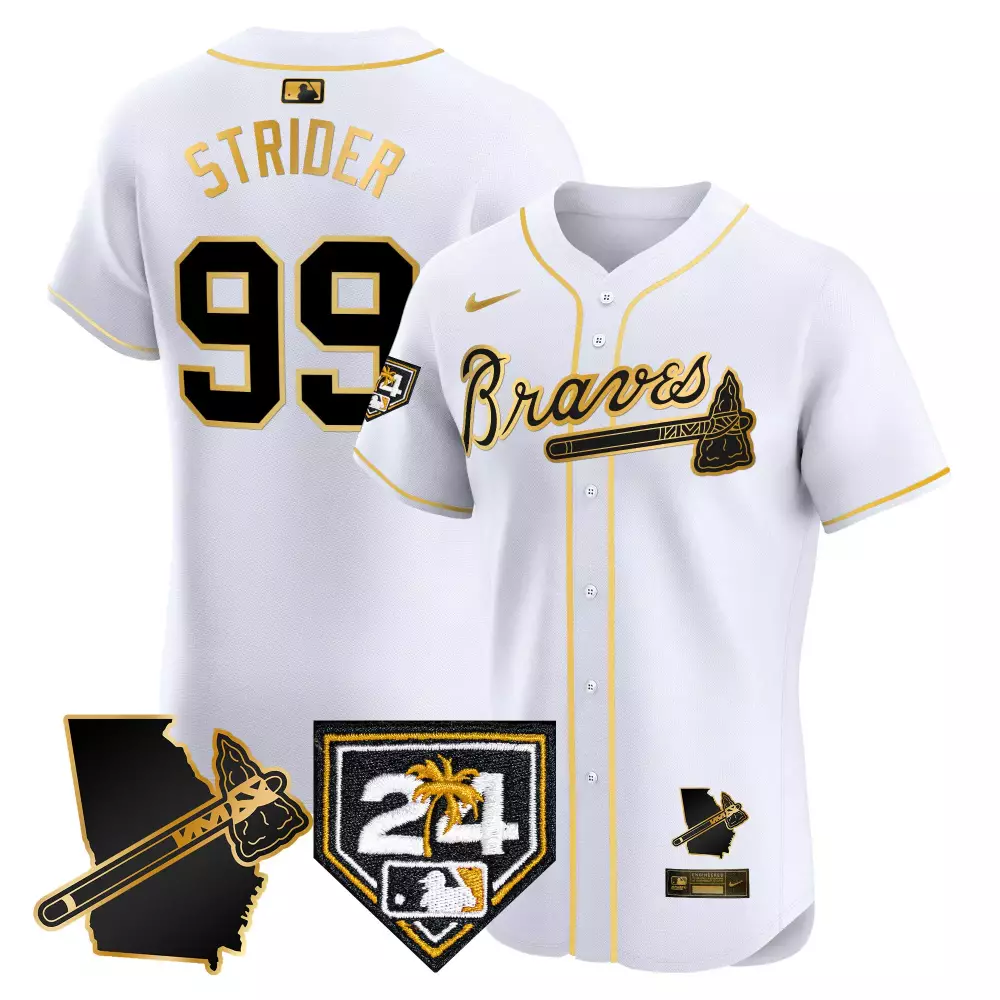 Spencer Strider 99 Braves Jersey White City Connect Georgia Shape Tomahawk Engineered