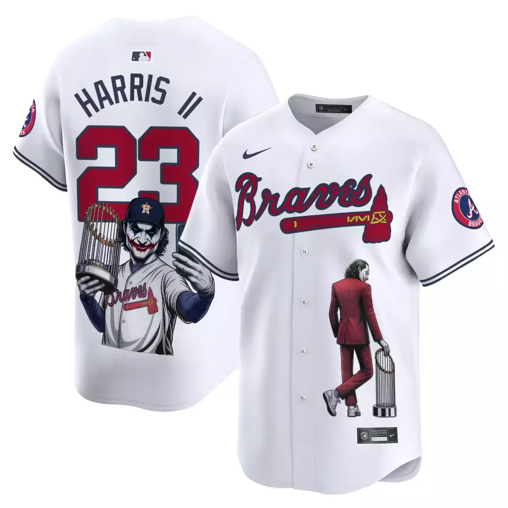 Harris Ii 23 Atlanta Braves Jersey White Joker Men Alternate Split Design Red Navy