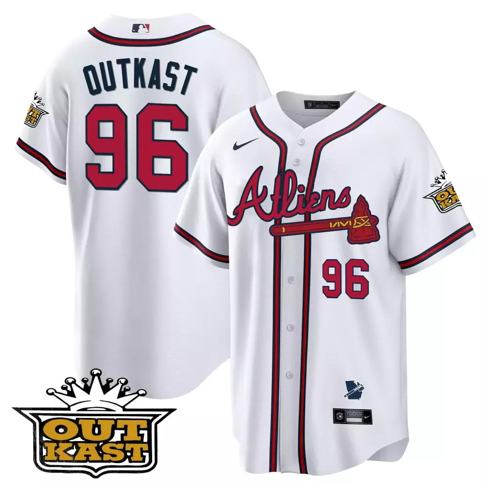 Outkast Atliens 96 Atlanta Braves Jersey White City Connect World Series Men Custom Design